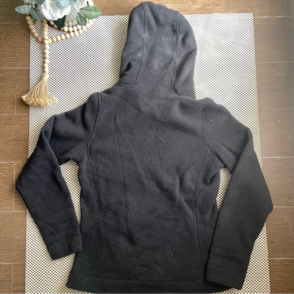 North Face Gray Button Neck Pullover Sweater w/ Pink White Plaid Hood Size Small - Picture 5 of 10